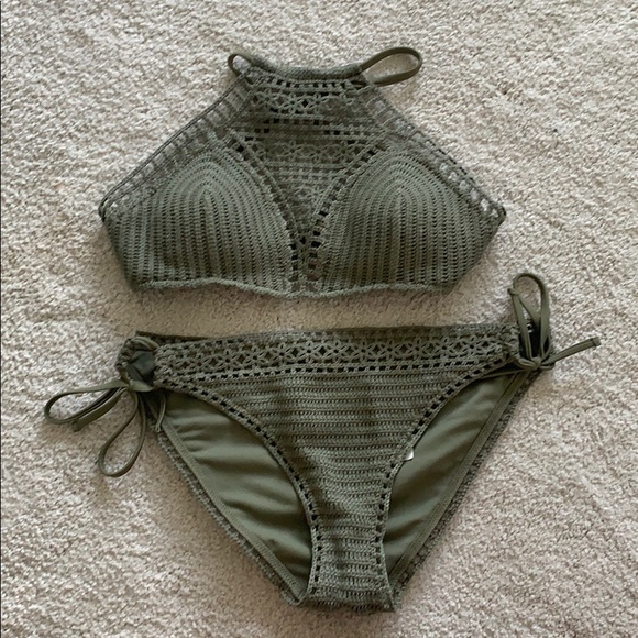 Abercrombie & Fitch Other - Abercrombie & Fitch Dark Green Crochet Bikini Set